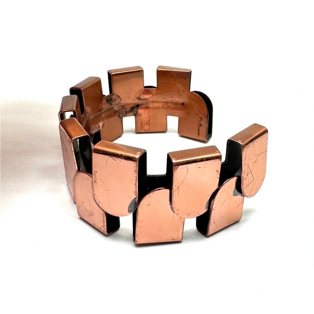 Renoir Vintage Copper Cuff Modernist Geometric Bracelet - Picture 6 of 16